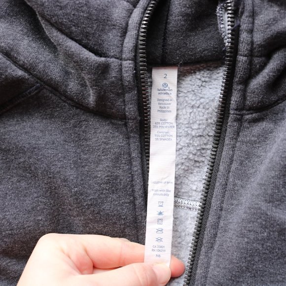 Charcoal Lululemon full zip sweatshirt with ruched neck size 2 - Picture 4 of 9